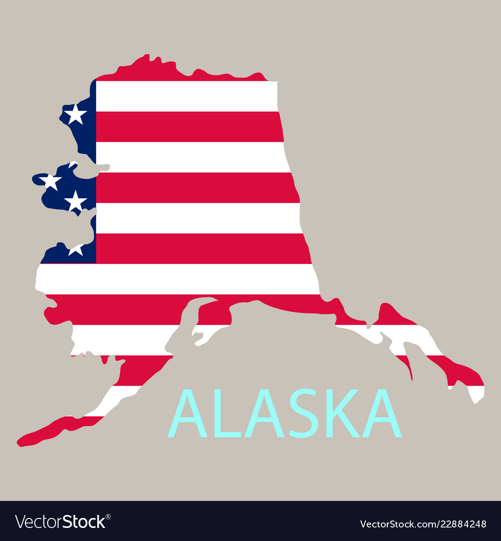 Alaska state of america with map flag print