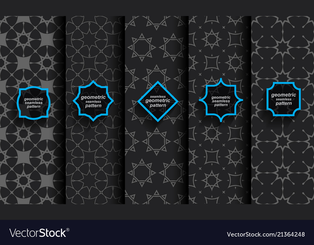 Black seamless islamic pattern set