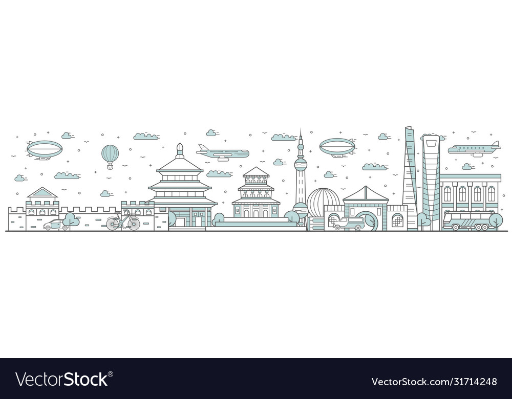 China skyline line cityscape