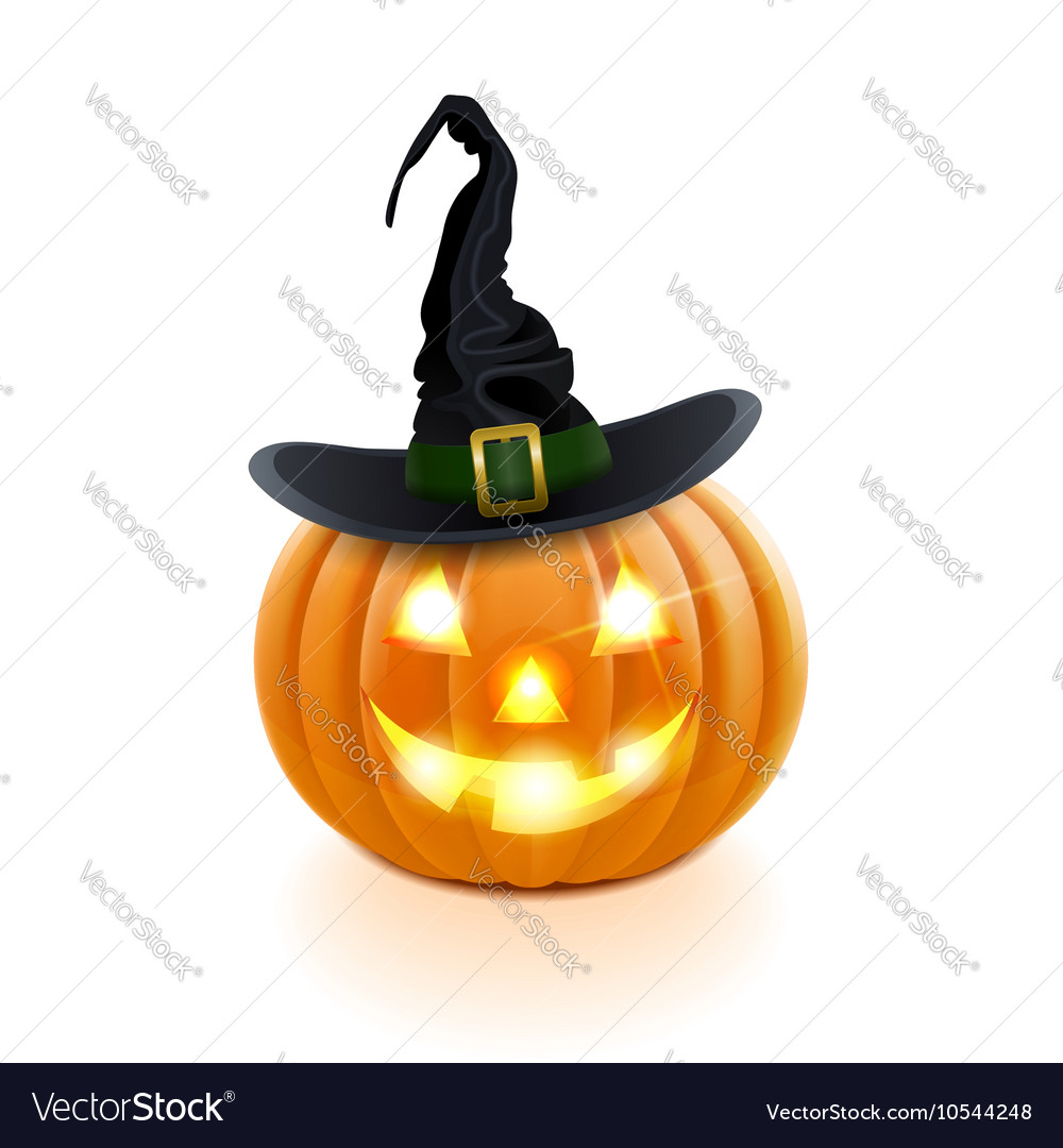 Halloween pumpkin with hat Royalty Free Vector Image