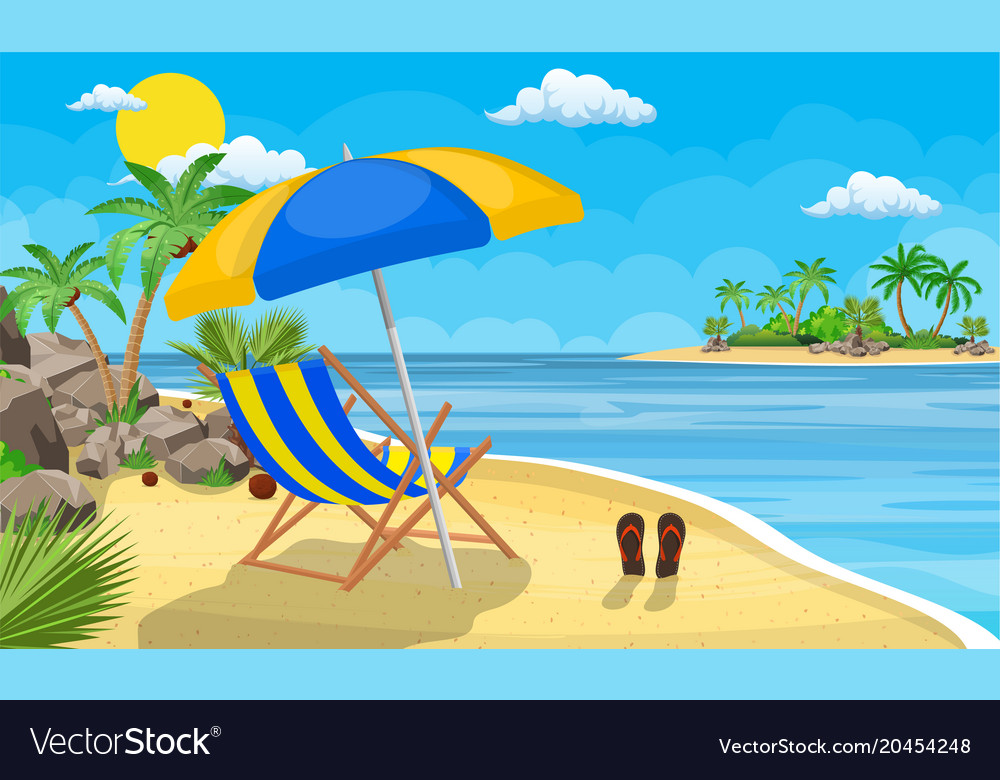 Landscape of wooden chaise lounge Royalty Free Vector Image