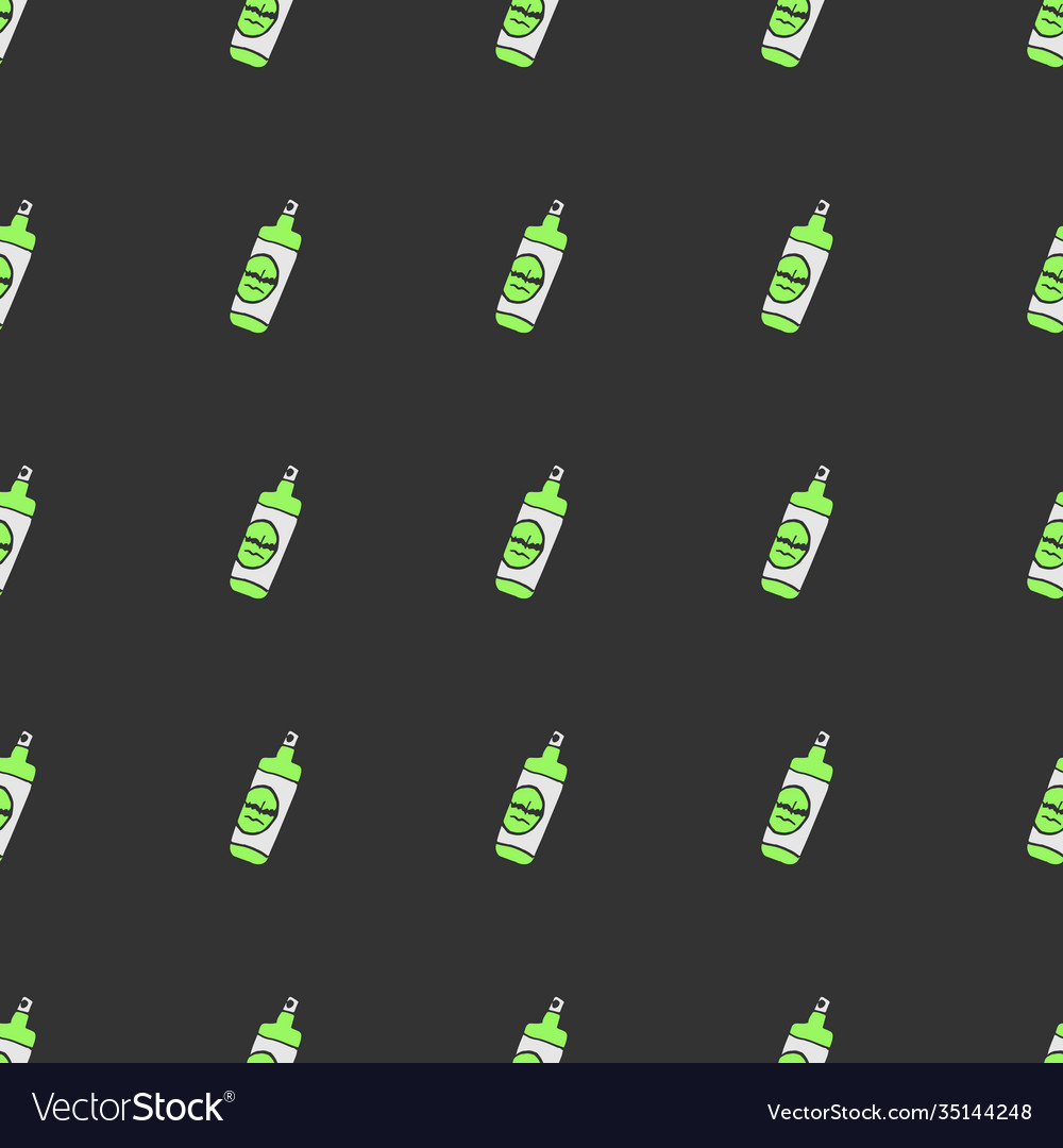 Seamless pattern with hand drawn bottles and tubes