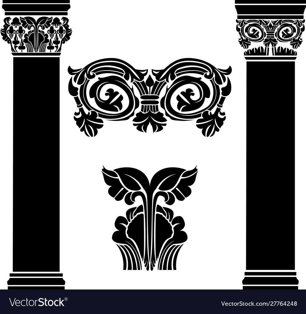 Stylized ancient medieval columns second variant