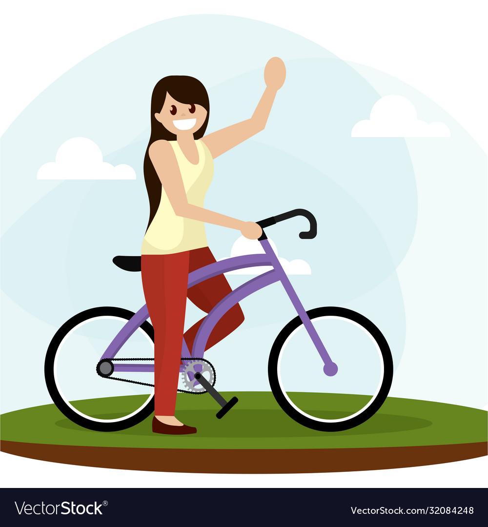 Woman in a bike Royalty Free Vector Image - VectorStock