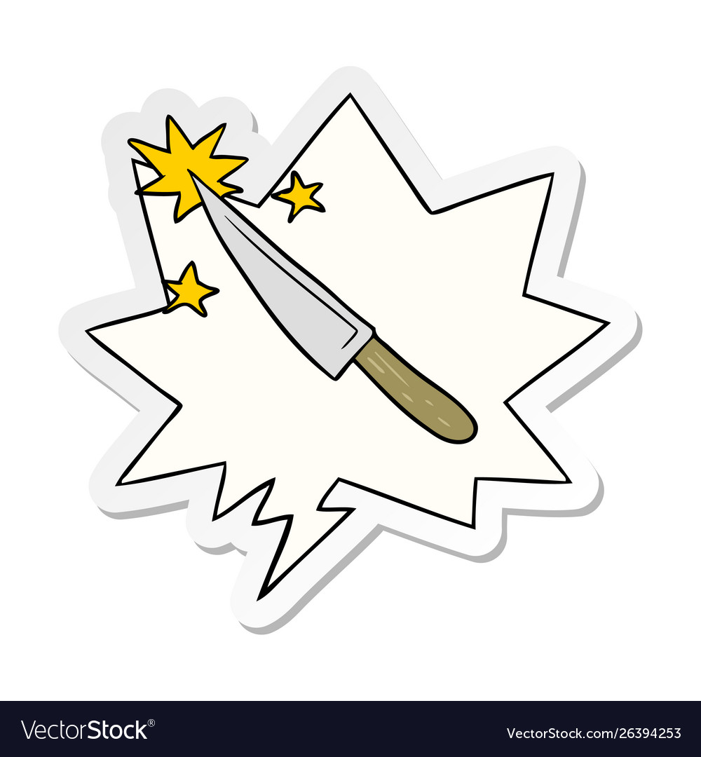 Cartoon sharp kitchen knife and speech bubble Vector Image