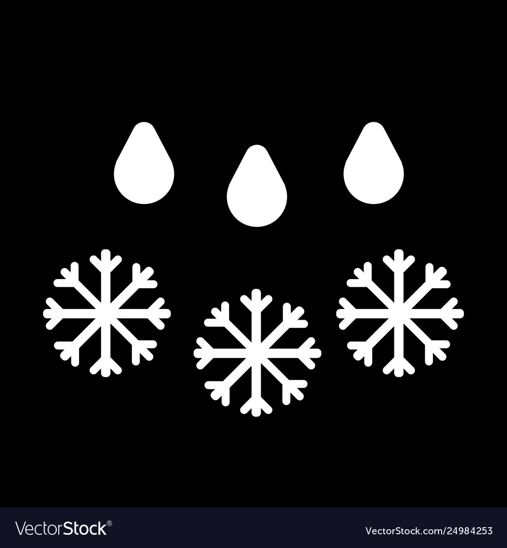 Snow with rain icon black and white