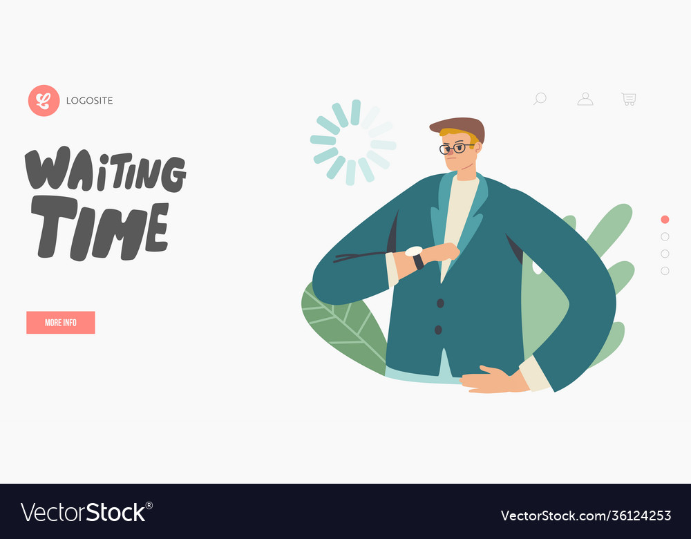 Waiting time landing page template long wait Vector Image