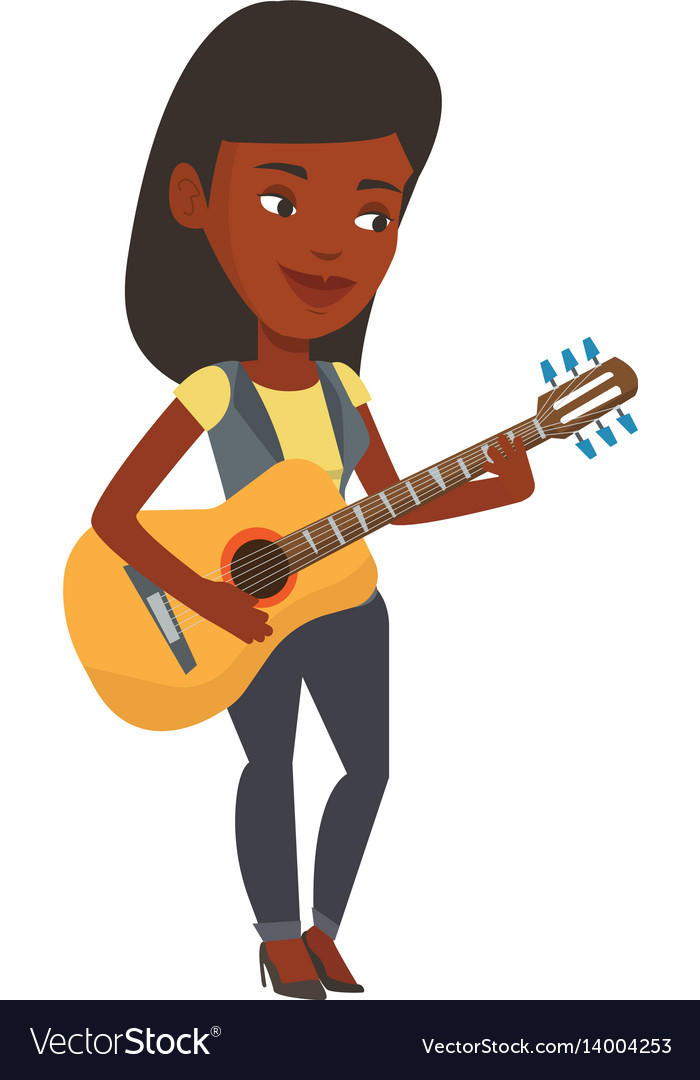 Woman playing acoustic guitar Royalty Free Vector Image