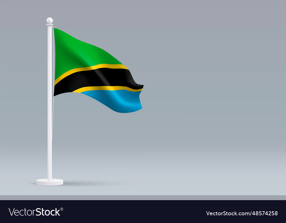 3d realistic national tanzania flag isolated Vector Image