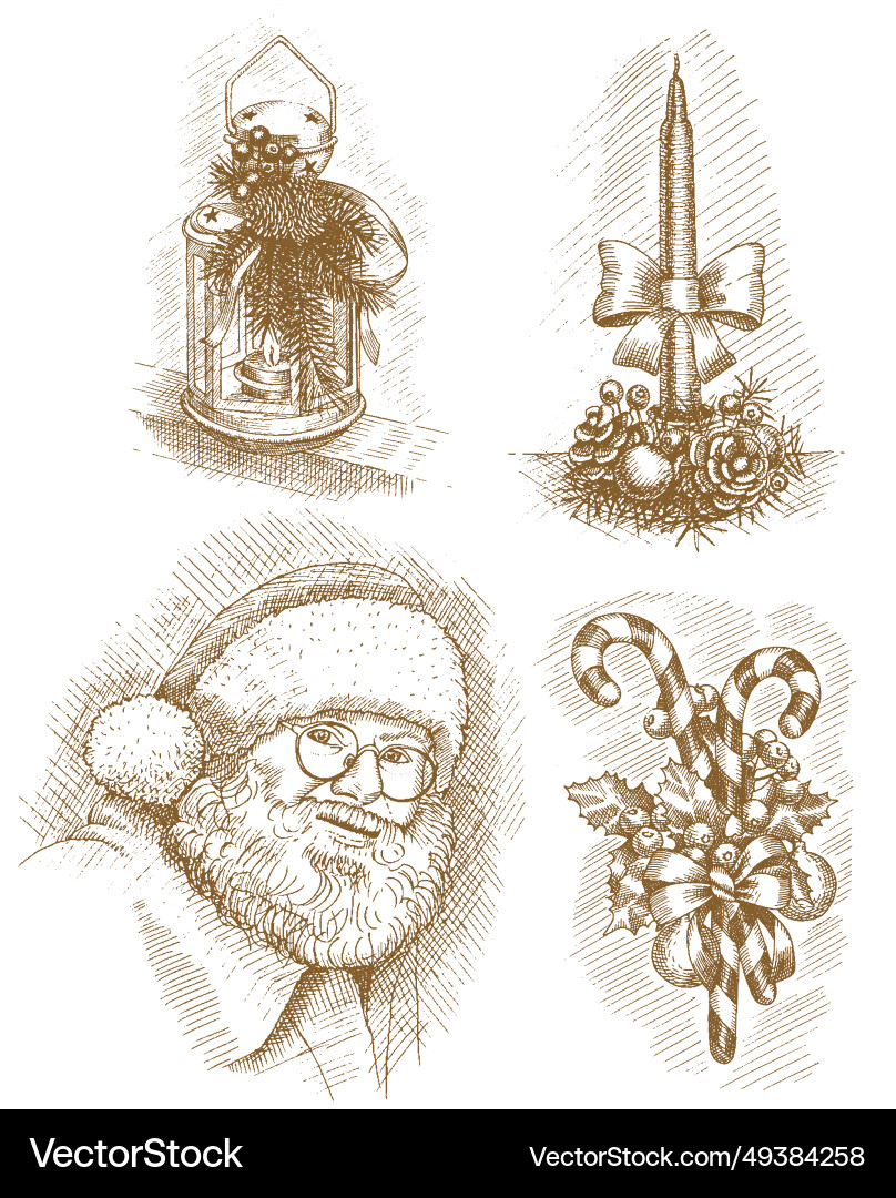 Christmas elements hand drawn Royalty Free Vector Image