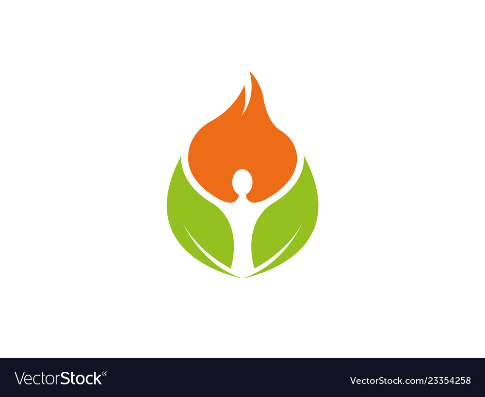 Creative yoga logo symbol fire head person