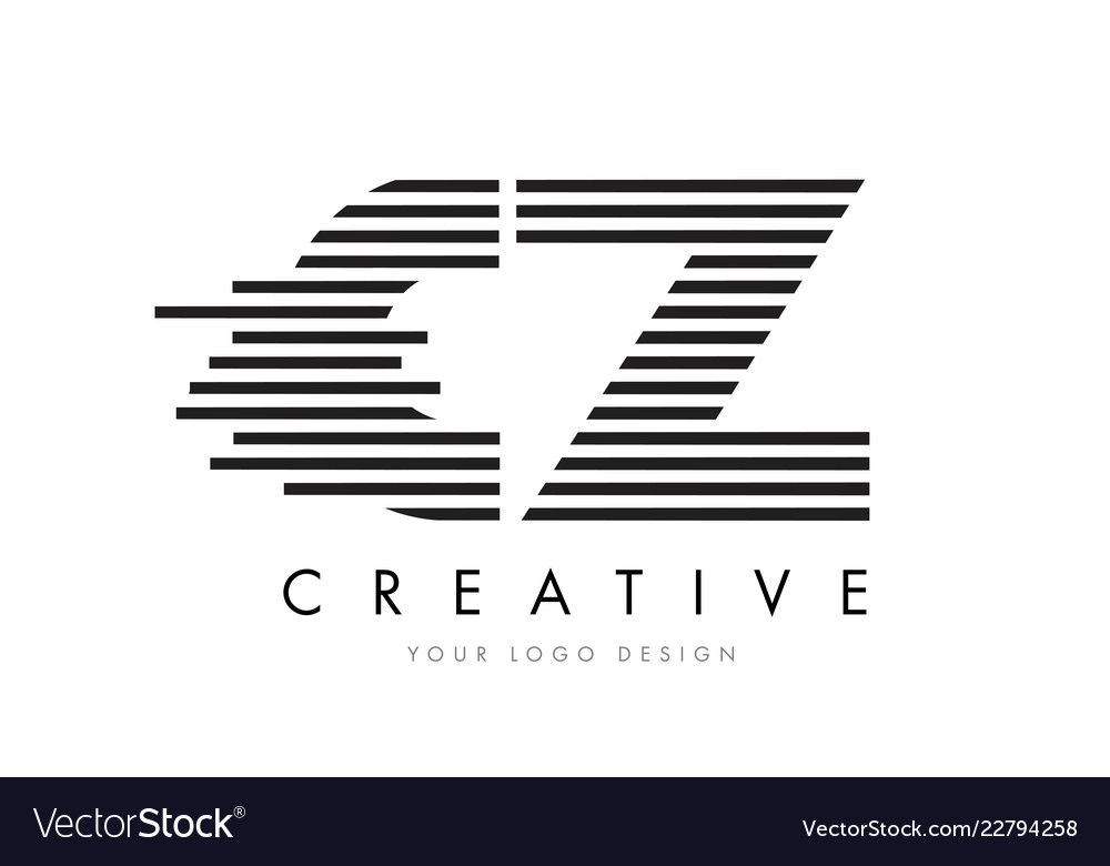 Cz c z zebra letter logo design with black