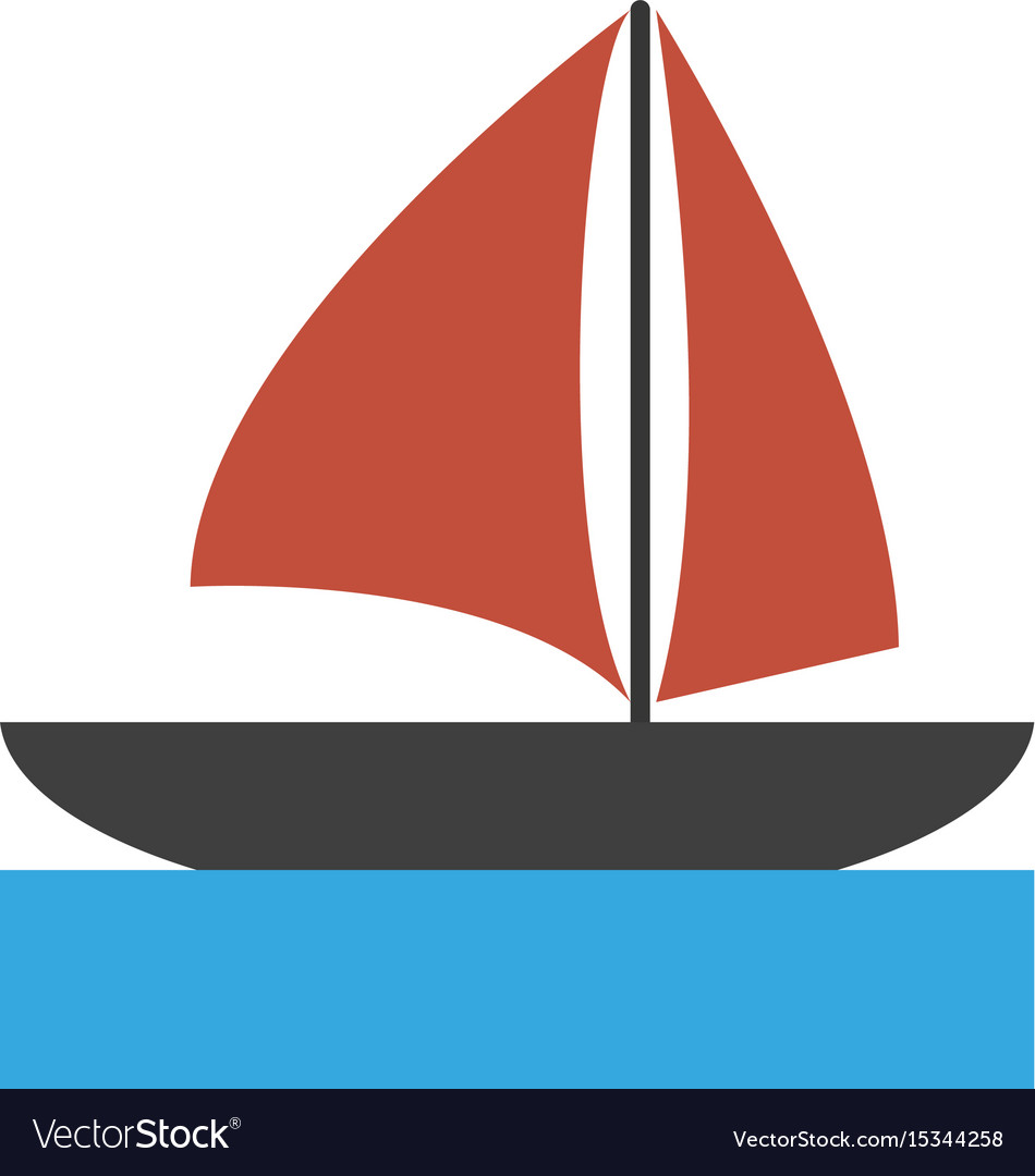 Sailboat on water icon image Royalty Free Vector Image