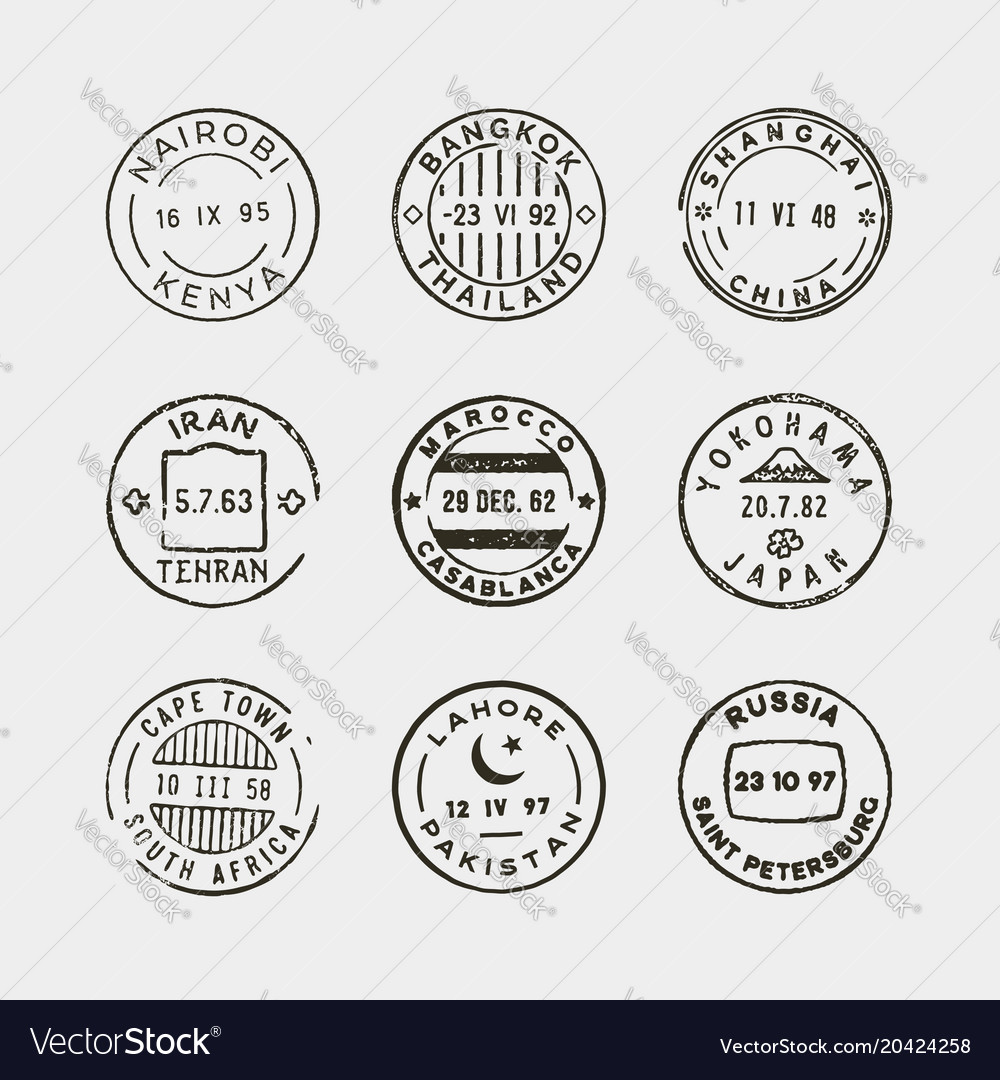 Set vintage postage stamps Royalty Free Vector Image