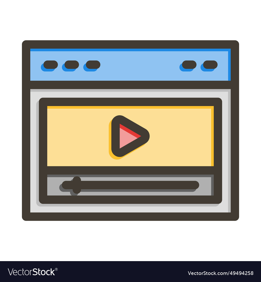 Video player thick line filled colors icon