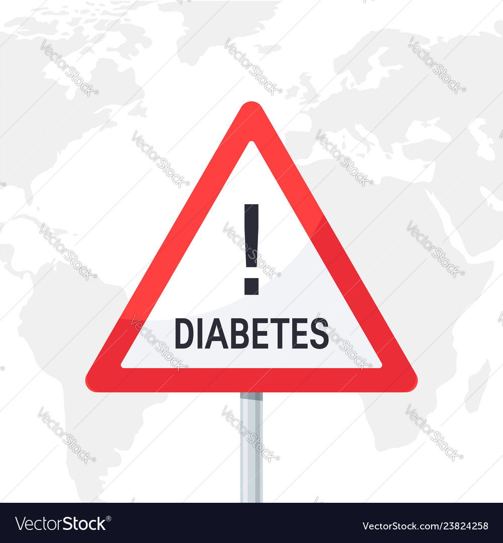 Warning Diabetes Concept In Flat Style Royalty Free Vector