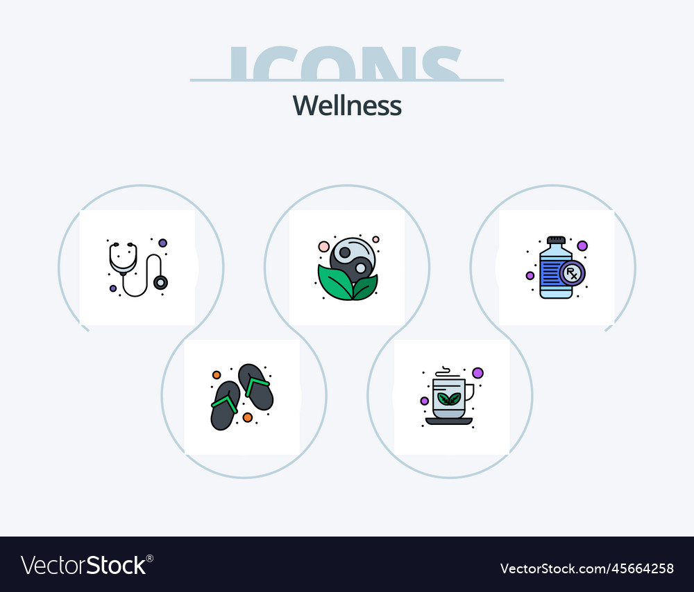 Wellness Linie gefüllte Ikonenpaket 5 Design