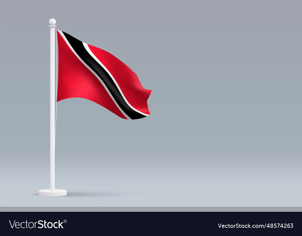 3d Realistic National Trinidad And Tobago Flag Vector Image 8388