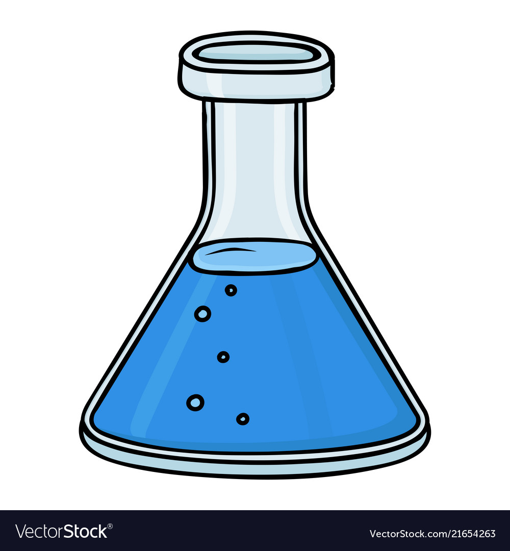 Chemistry flask blue doodle style