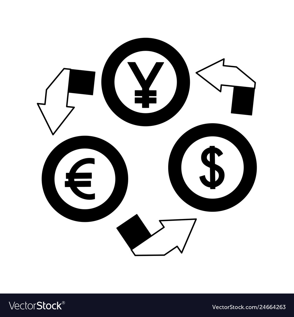 Dollar Euro And Yen Coins Royalty Free Vector Image