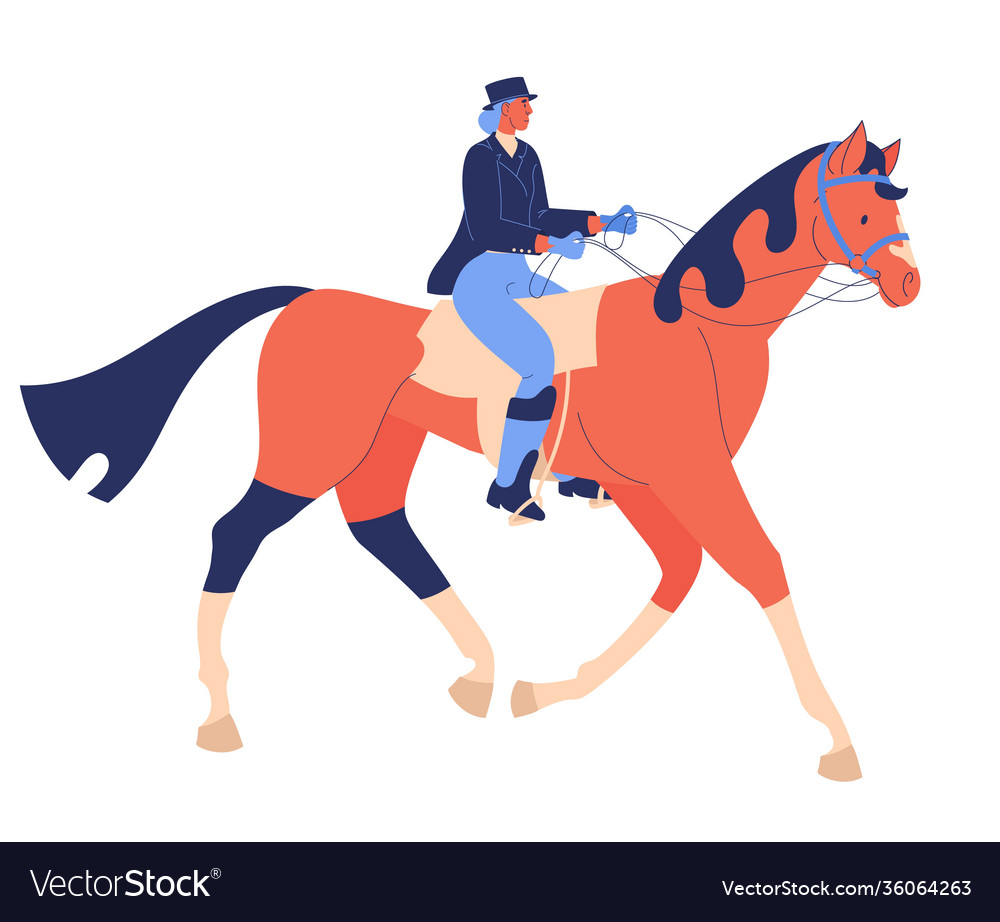 Equestrian dressage woman concept sport cartoon Vector Image