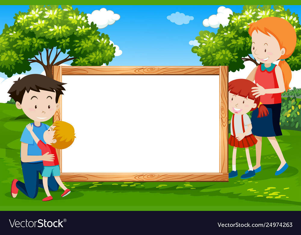 Family on wooden frame Royalty Free Vector Image