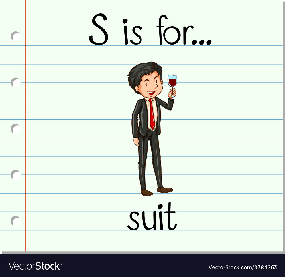 Flashcard letter s is for suit