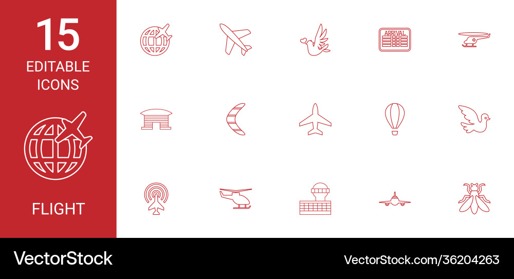 Flight icons Royalty Free Vector Image - VectorStock