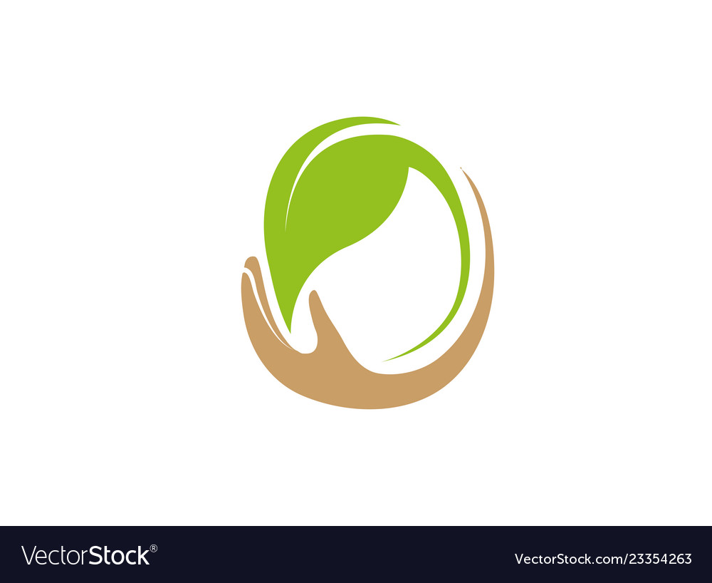 Hand and leaf for plant care nature logo