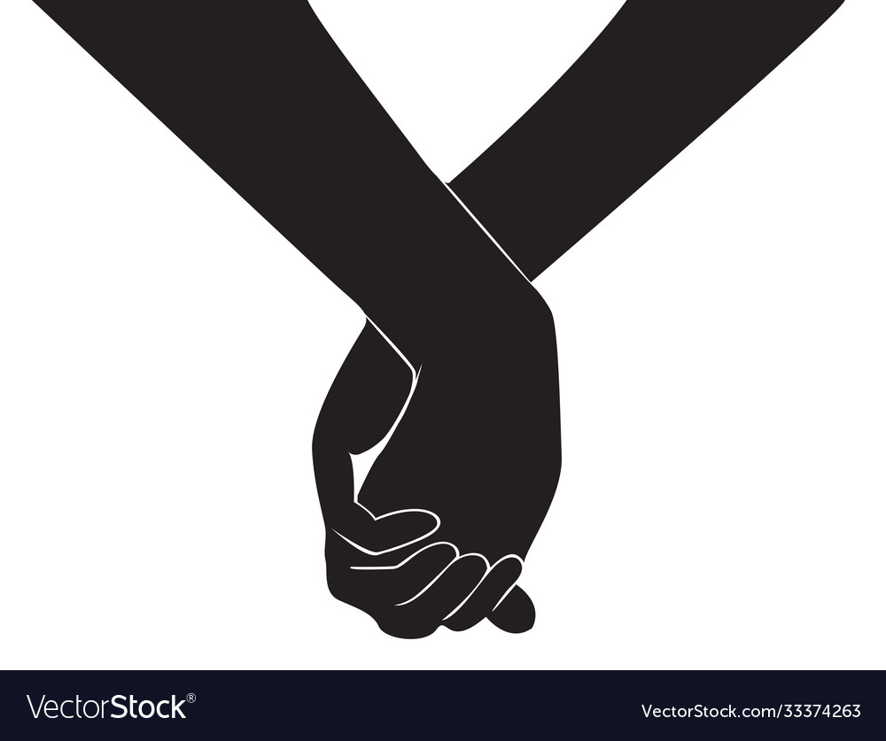 Hand holding another sign love Royalty Free Vector Image