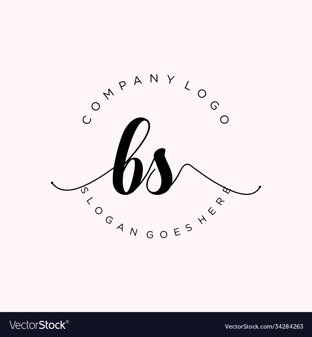 Initial bs handwriting logo with circle template Vector Image