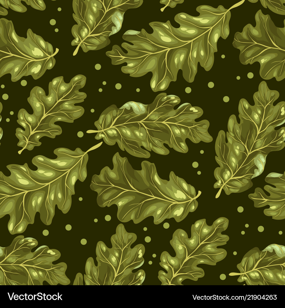 Oak leaves in seamless pattern Royalty Free Vector Image