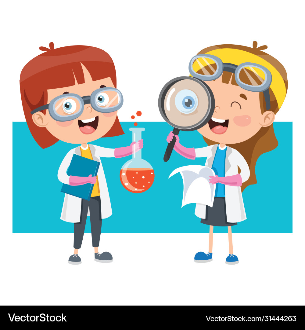 Students doing chemical experiment Royalty Free Vector Image