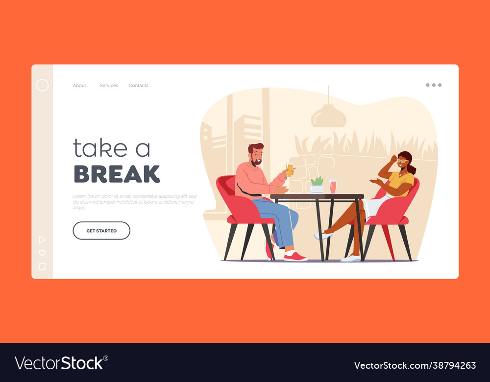 Take a break landing page template couple visit