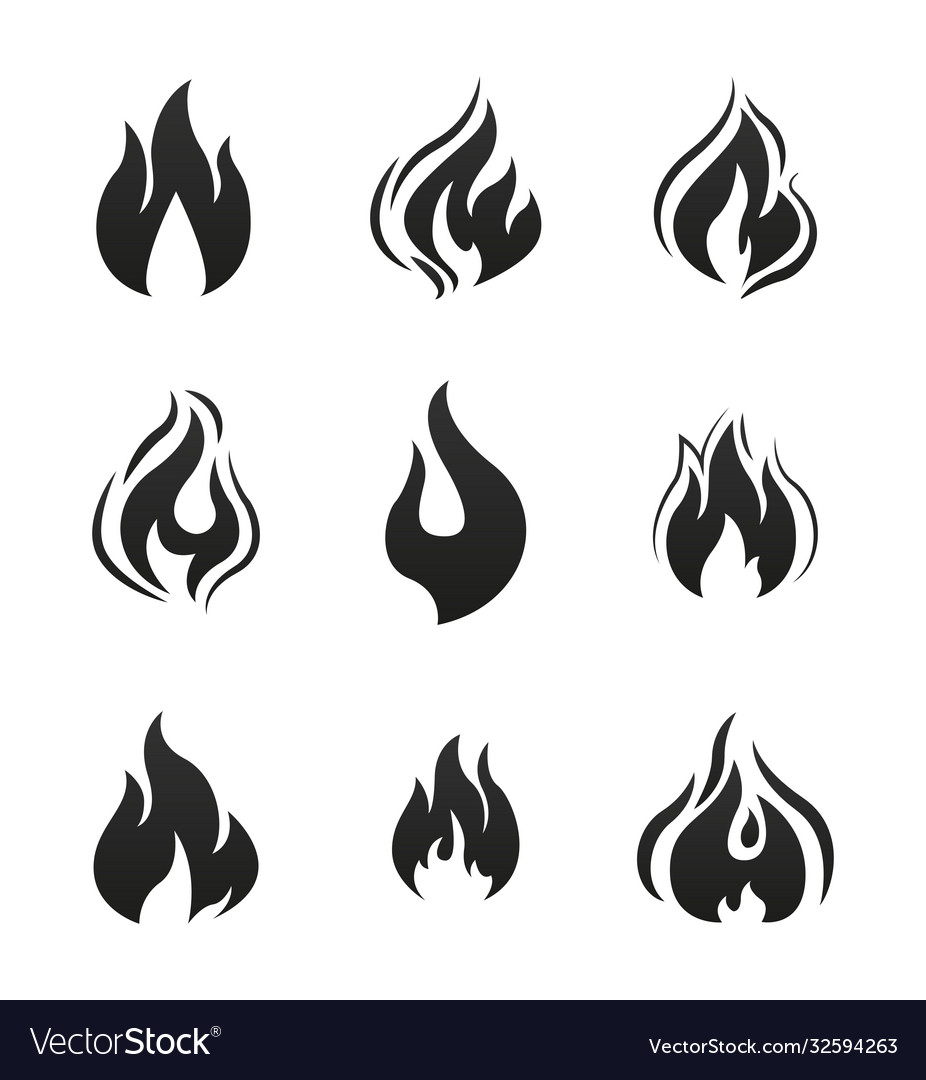 Variety fire icon set Royalty Free Vector Image