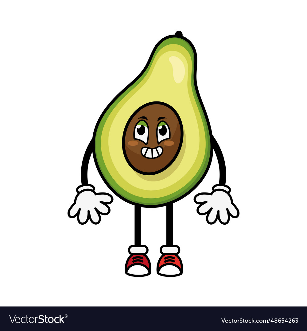 Vegetable cartoon character avocado Royalty Free Vector