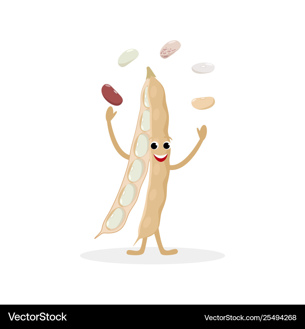 Bean pod cartoon character isolated on white Vector Image