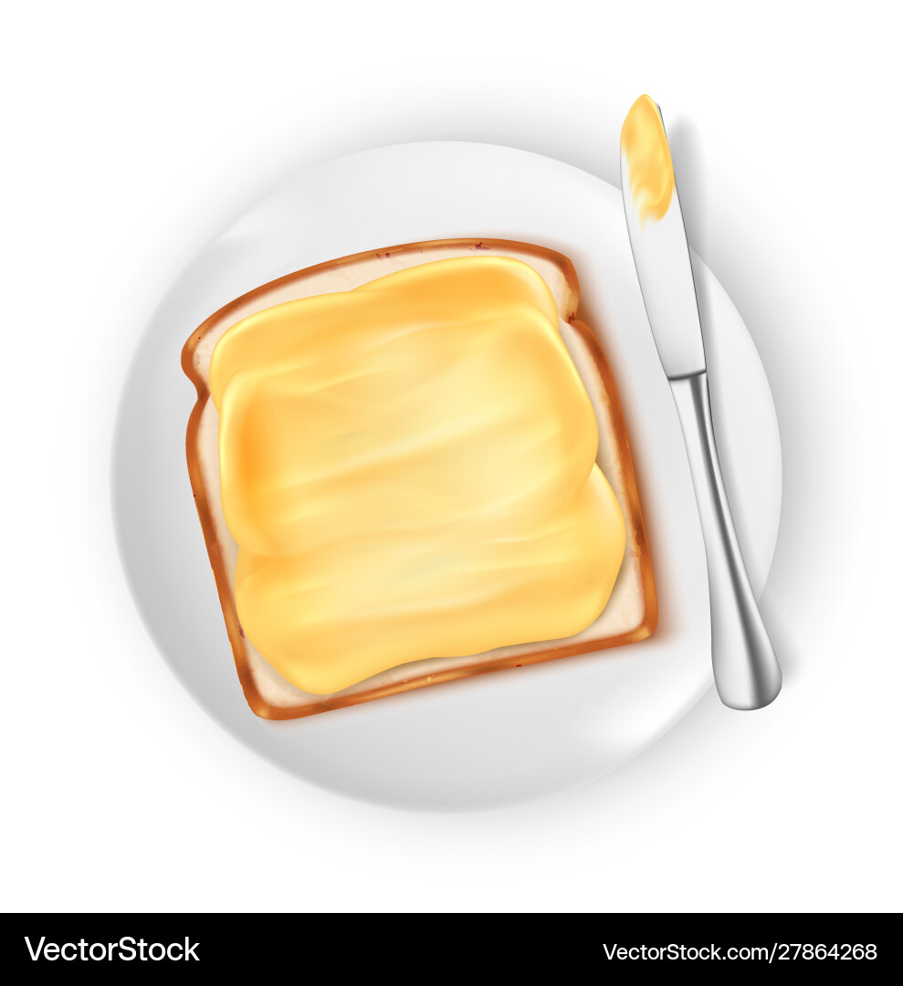 Bread with butter isolated on white background ve Vector Image