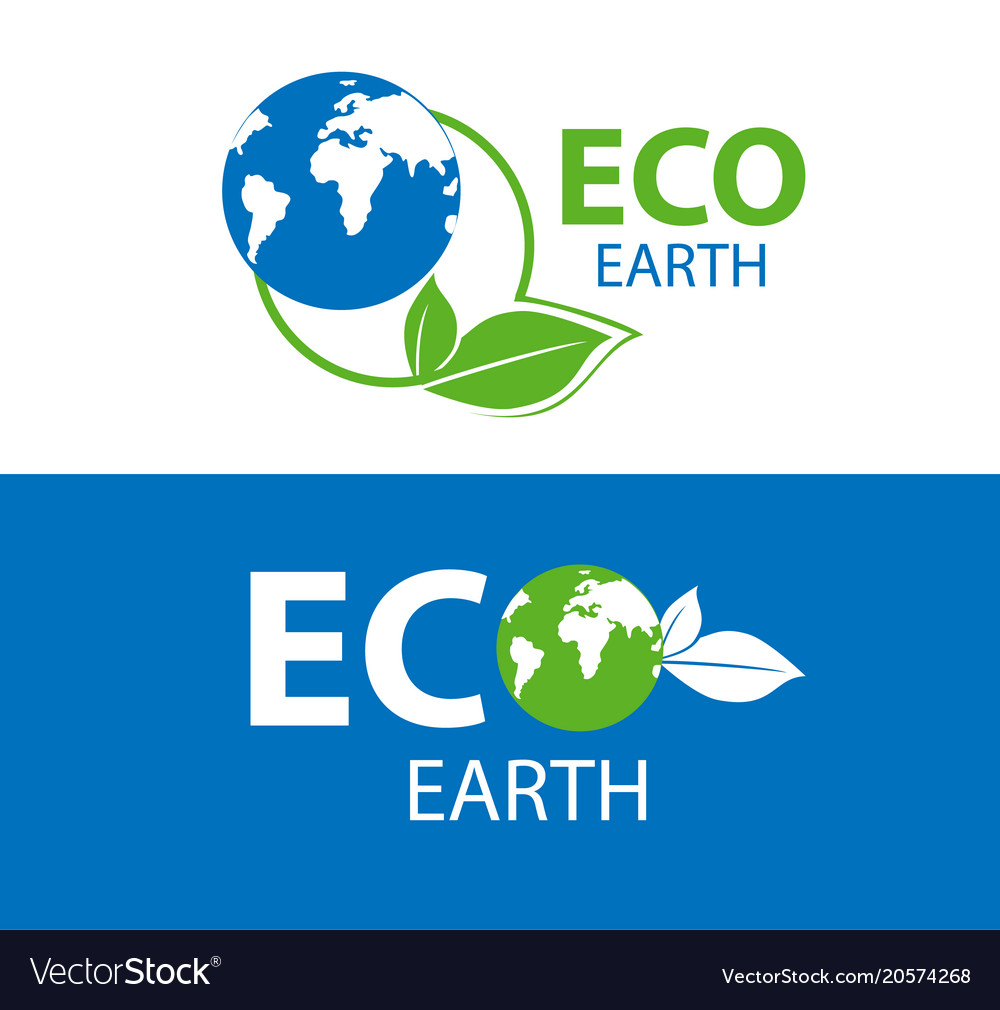 Color label of eco earth on white and blue