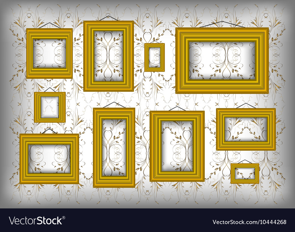 Golden frames on ornamental background