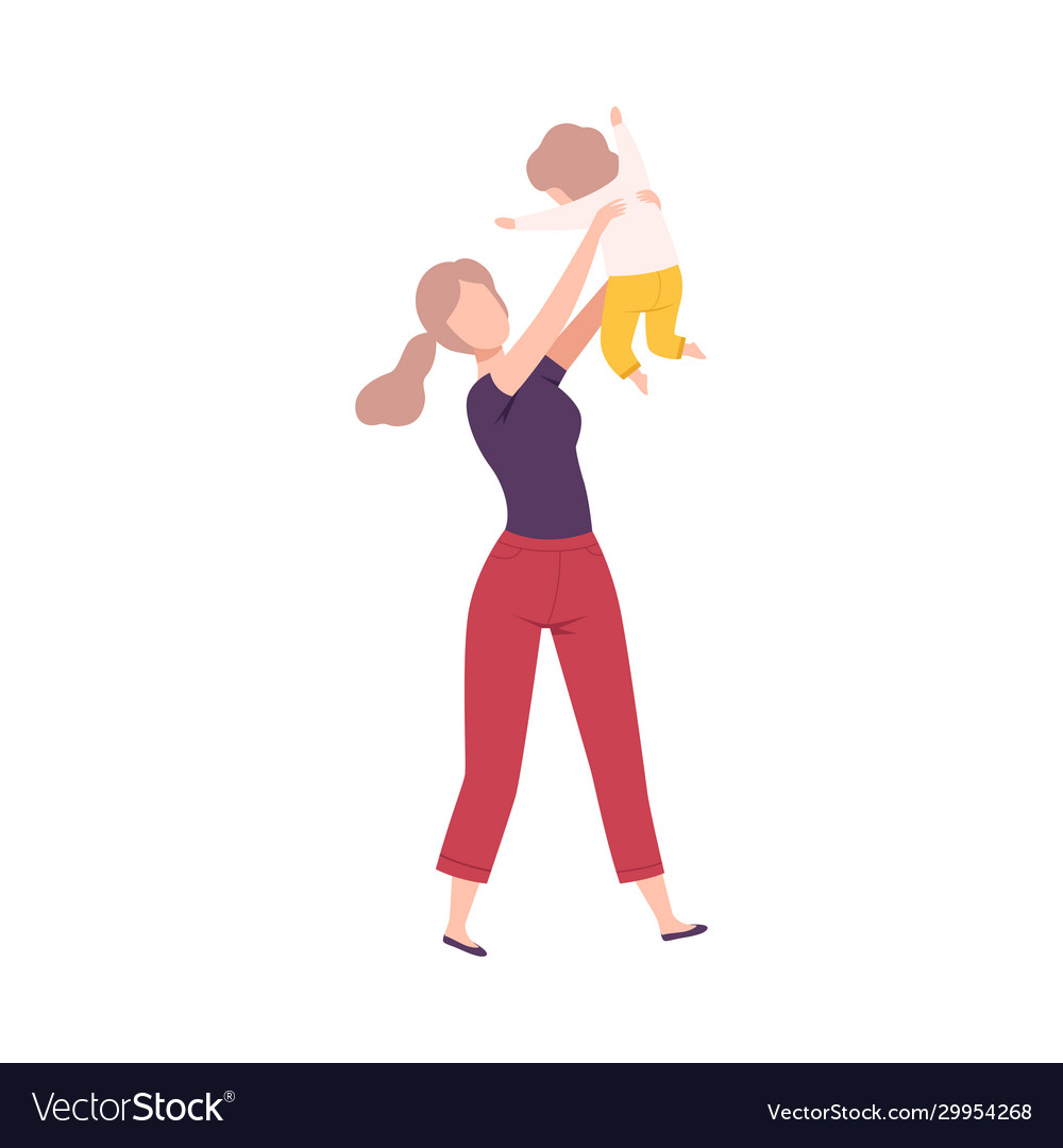 Mother holding her little son on her hands parent Vector Image