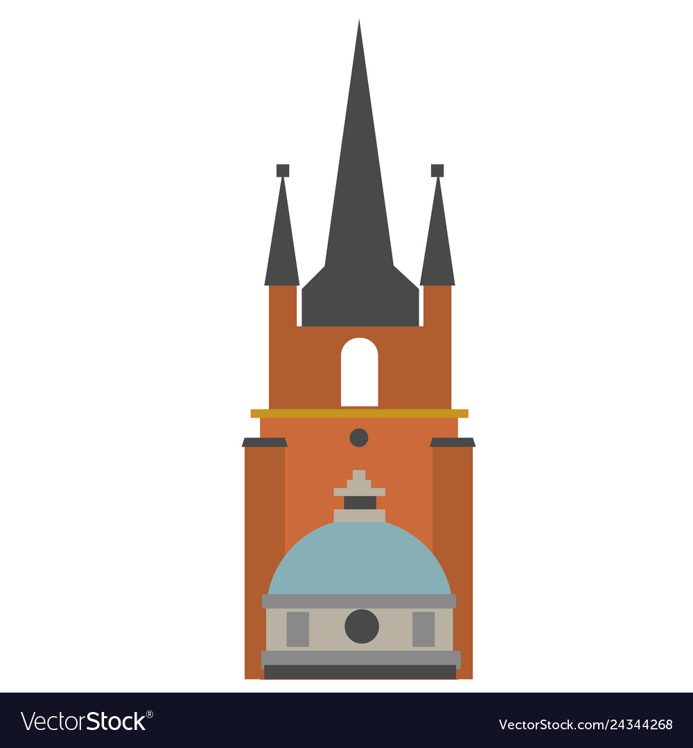 Old city building flat color Royalty Free Vector Image