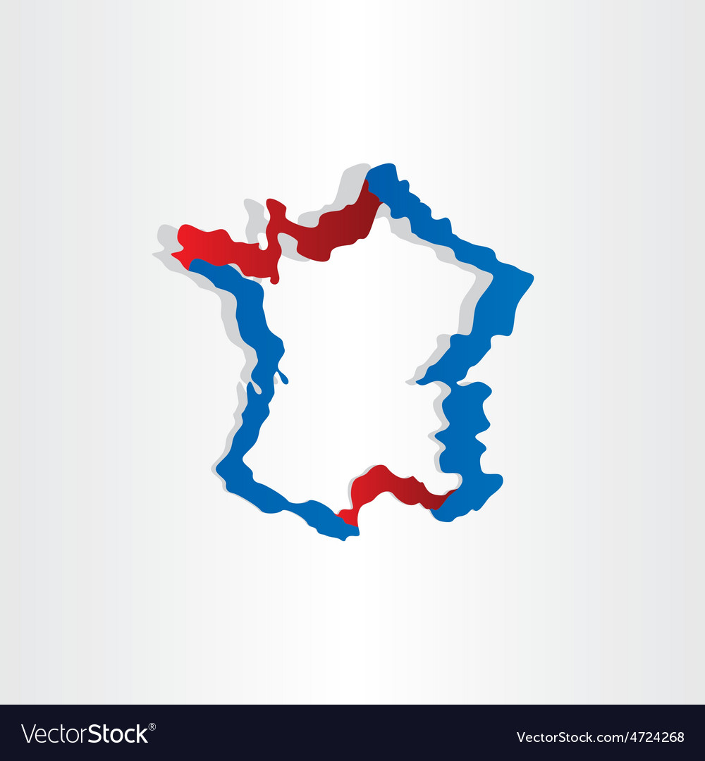 Red blue france map stylized icon design