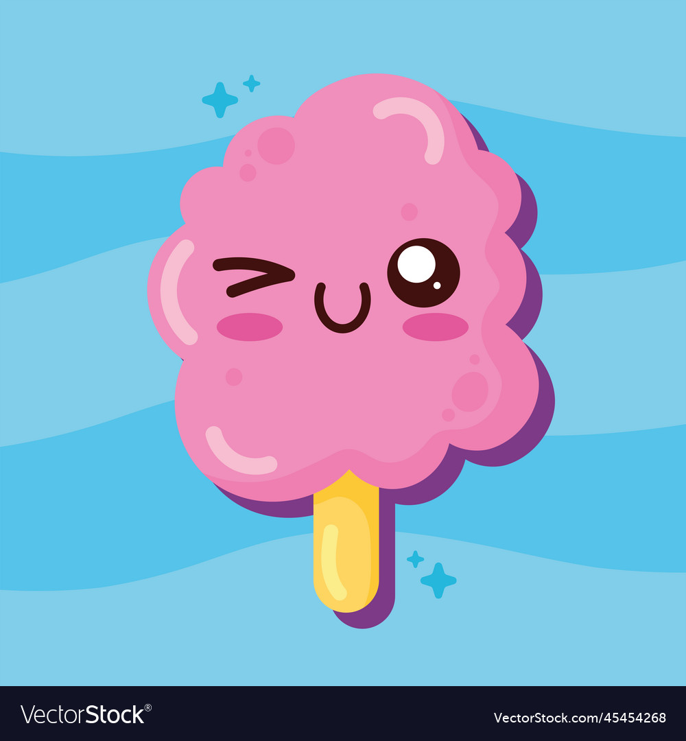 Sweet cotton candy kawaii Royalty Free Vector Image