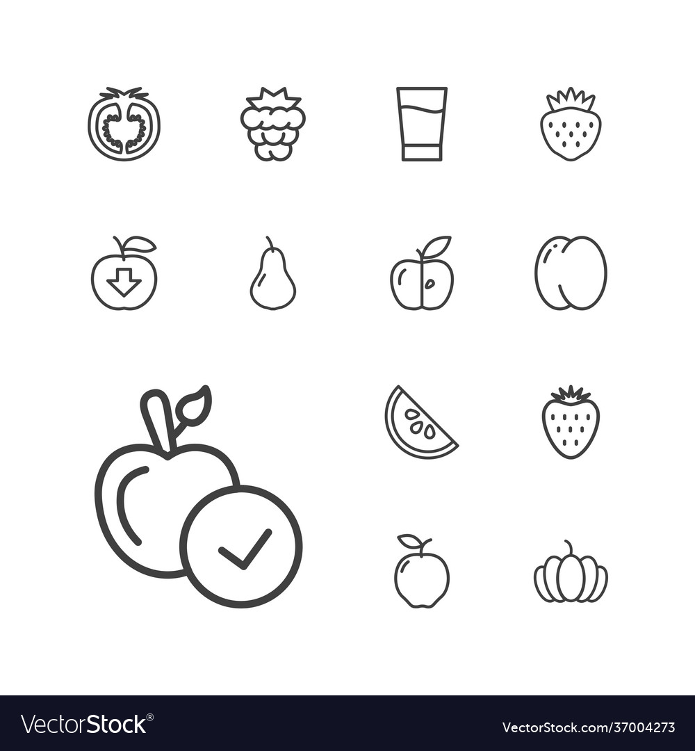 13 fruit icons Royalty Free Vector Image - VectorStock