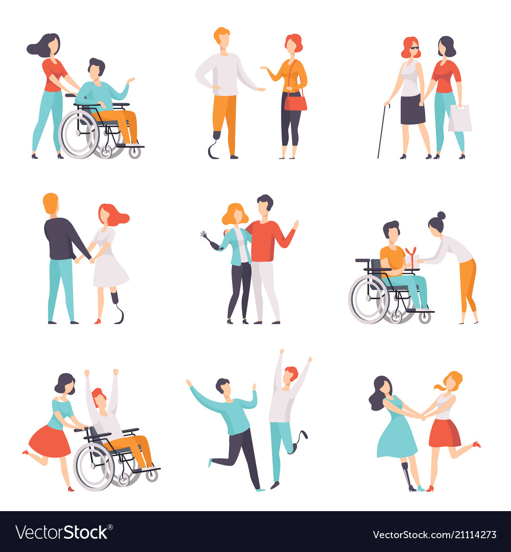 Disabled people having a good time Royalty Free Vector Image