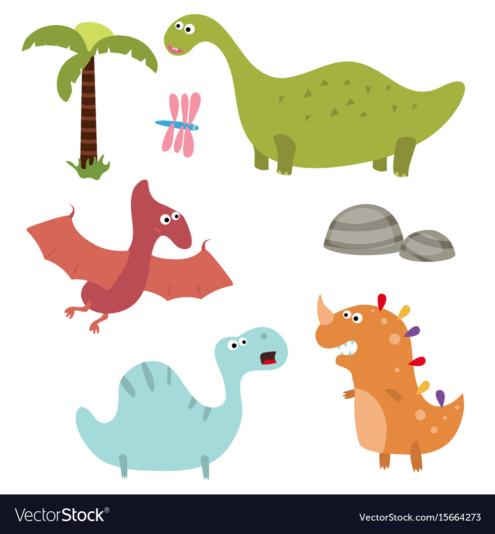 Funny cartoon dinosaurs Royalty Free Vector Image