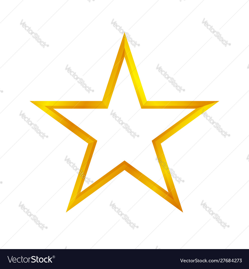 Gold star shape isolated on white background