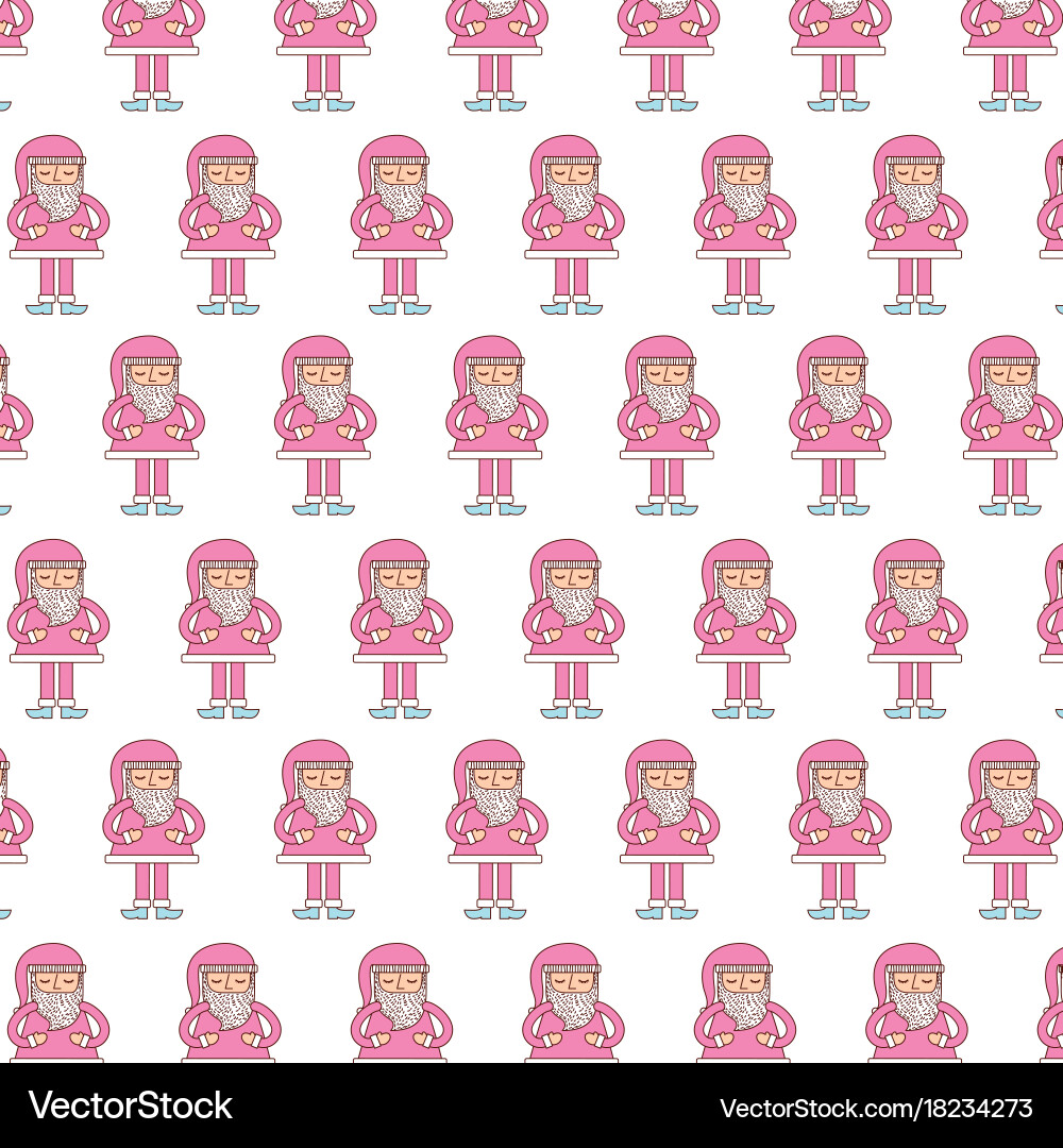 Seamless pattern christmas pink santa claus Vector Image