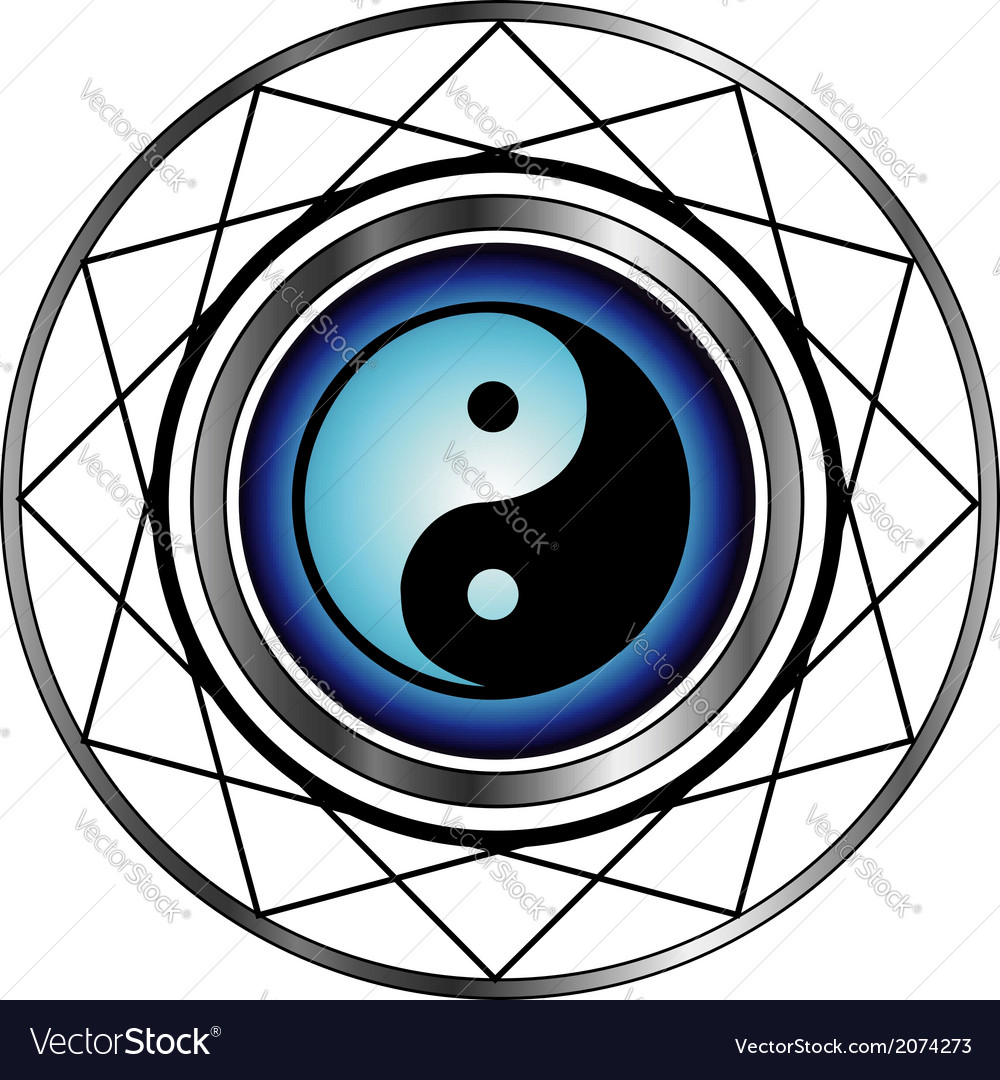 Ying yang symbol with blue glow